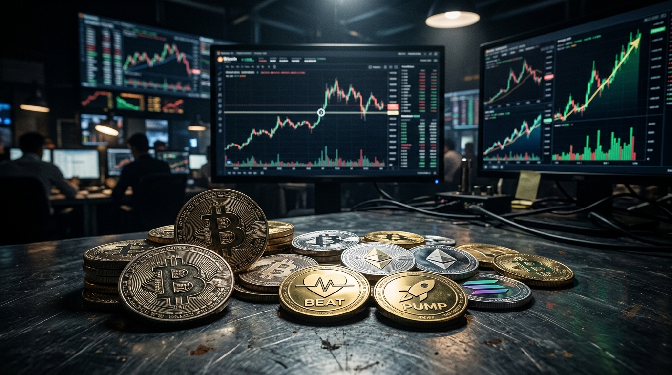 Cryptocurrency prices show mixed movements with Bitcoin near $65,160 and notable gains in BEAT and PUMP tokens.